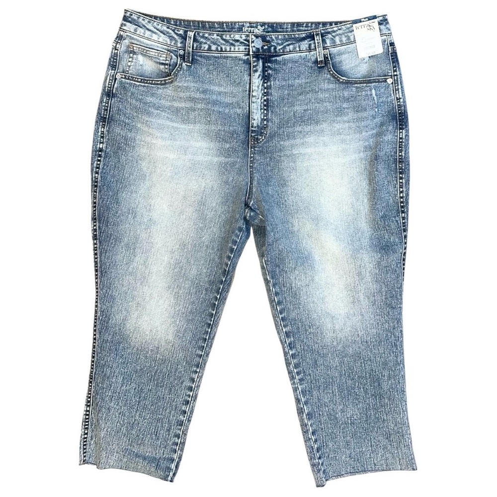 Terra & Sky Light Wash Cropped Jeans - Blue
